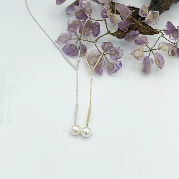 Pearl Y Necklace and Station Necklace - Picture 1 of 3
